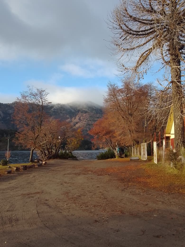 El camino frente al lago en otoño